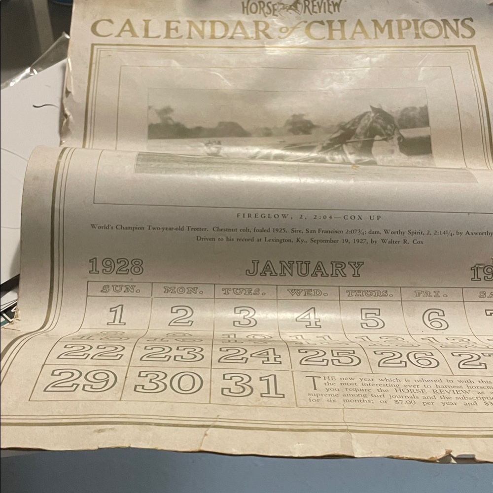 Vintage Horse Racing Calendar